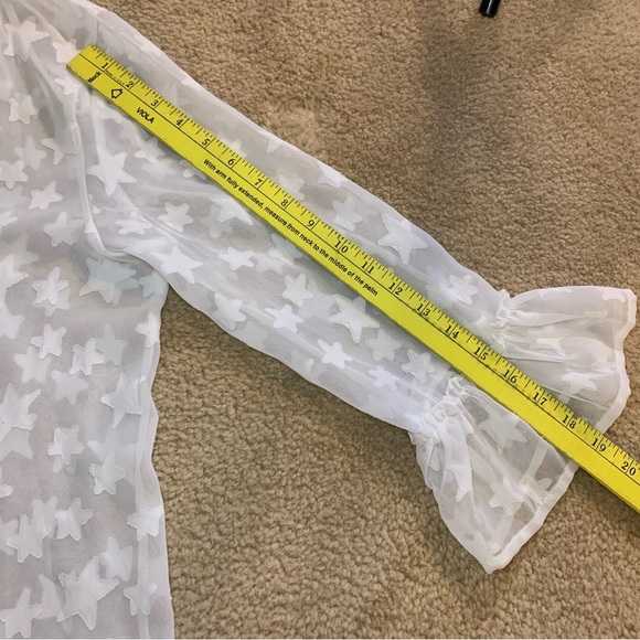 Club Z Collection White Sheer Star Beach Cover- Up - Sz M - Picture 13 of 16